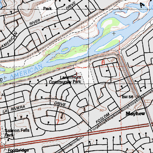 Topographic Map of Larchmont Community Park, CA