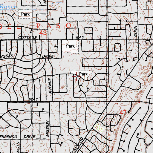 Topographic Map of Maddox Park, CA