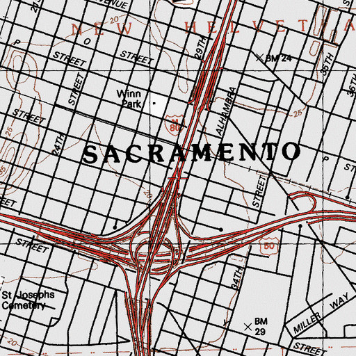 Topographic Map of Sacramento Area Council of Governments Library, CA