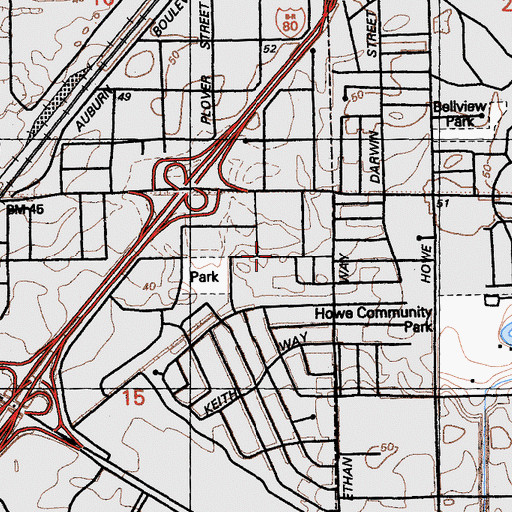 Topographic Map of The Bible Chapel, CA