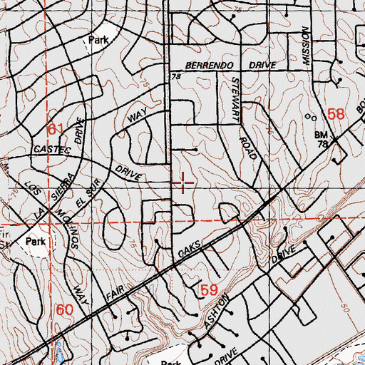 Topographic Map of Valley Oak Park, CA