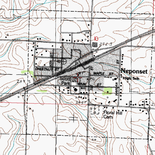Topographic Map of Neponset Public Library, IL