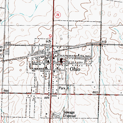 Topographic Map of Ohio Community Consolidated Grade School, IL