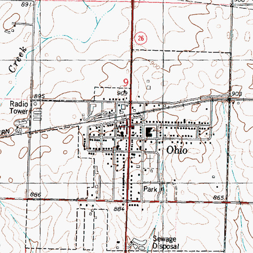 Topographic Map of Ohio Public Library, IL