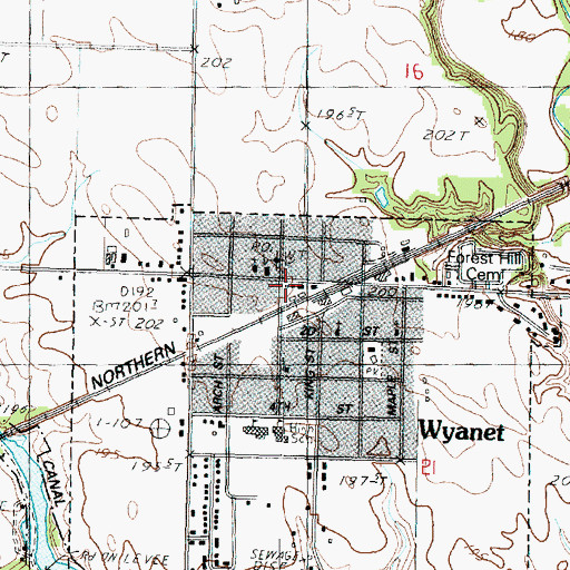 Topographic Map of Raymond A Sapp Memorial Library, IL