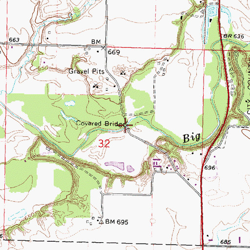 Topographic Map of Red Covered Bridge, IL
