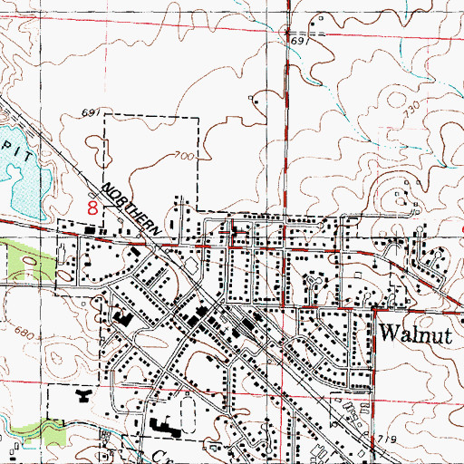 Topographic Map of Saint Johns Catholic Church, IL