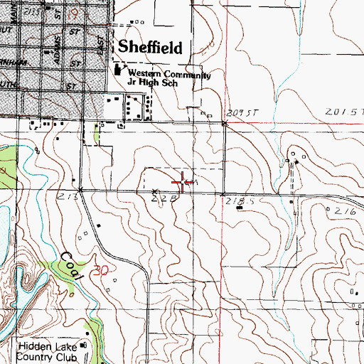Topographic Map of Sheffield Cemetery, IL