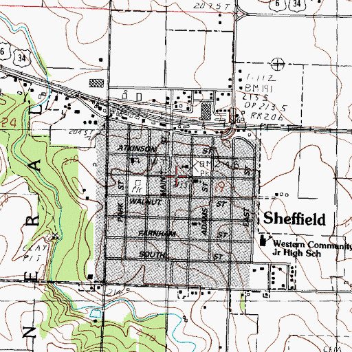 Topographic Map of Sheffield Public Library, IL