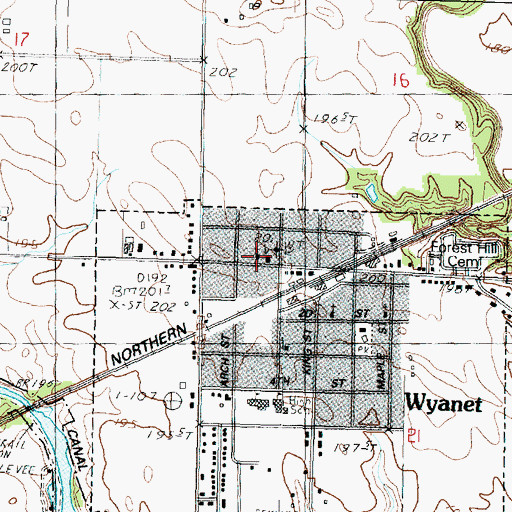 Topographic Map of United Methodist Church of Wyanet, IL