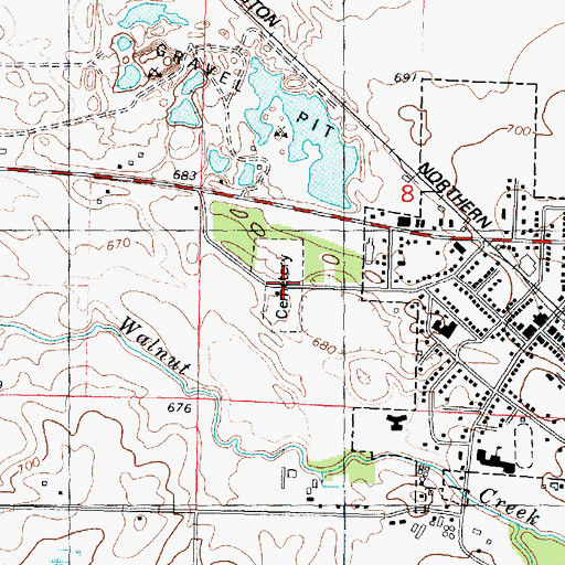 Topographic Map of Walnut Cemetery, IL