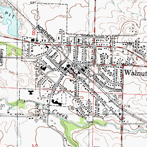 Topographic Map of Walnut United Methodist Church, IL