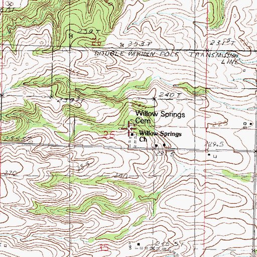 Topographic Map of Willow Springs Cemetery, IL