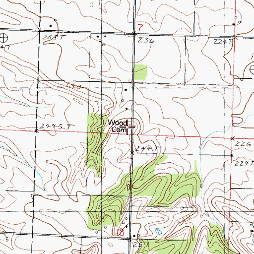Topographic Map of Wood Family Cemetery, IL