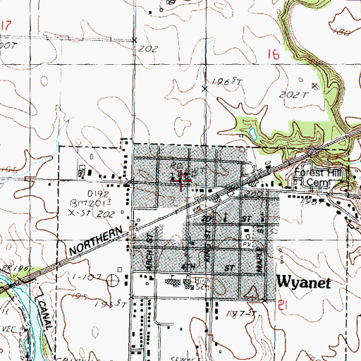 Topographic Map of Wyanet Post Office, IL