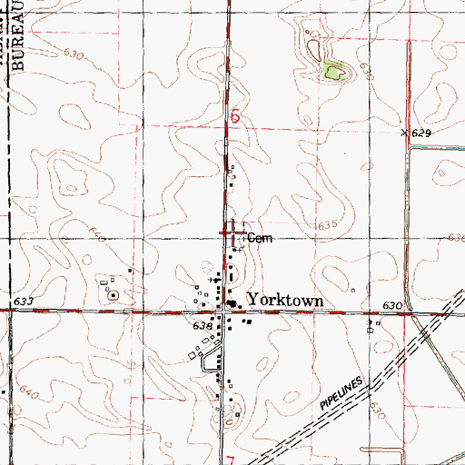 Topographic Map of Yorktown Cemetery, IL