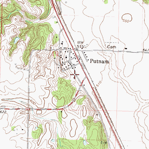 Topographic Map of Putnam Post Office, IL