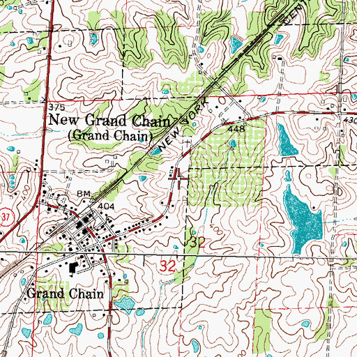 Topographic Map of Grand Chain Masonic Cemetery, IL