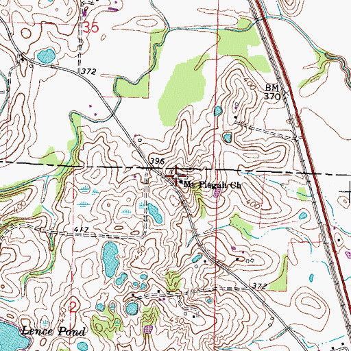 Topographic Map of Mount Pisgah Cemetery, IL