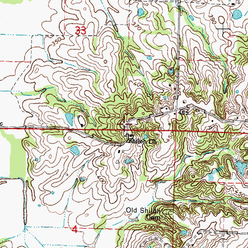 Topographic Map of New Shiloh Cemetery, IL