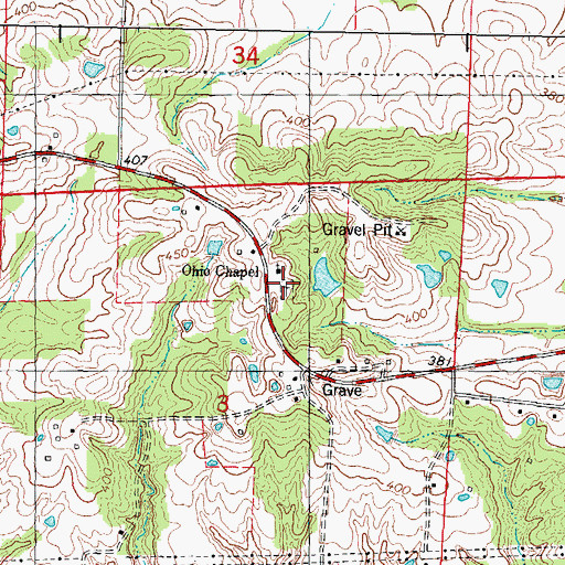 Topographic Map of Ohio Chapel Cemetery, IL