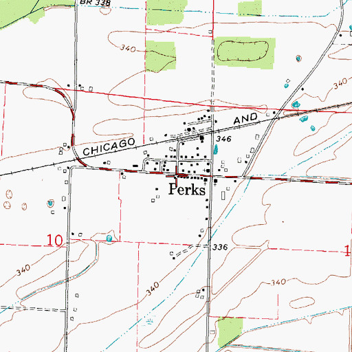 Topographic Map of Perks Post Office, IL