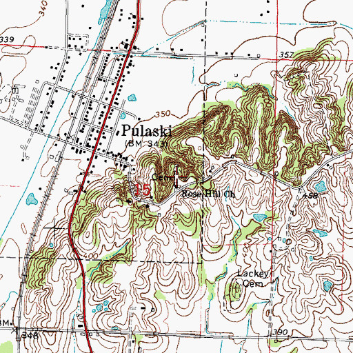 Topographic Map of Rose Hill Cemetery, IL