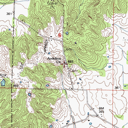 Topographic Map of Audubon Cemetery, IL