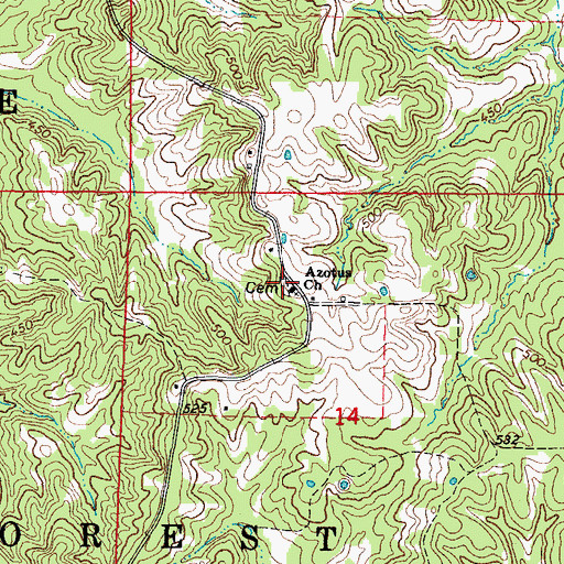 Topographic Map of Azotus Cemetery, IL