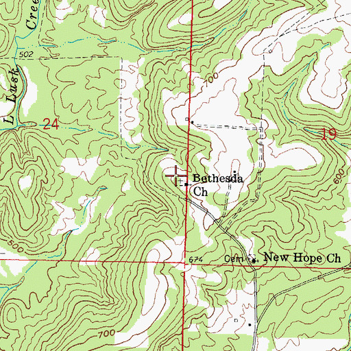 Topographic Map of Bethesda Cemetery, IL