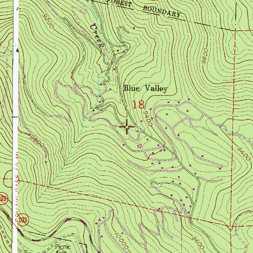Topographic Map of Blue Valley, CO