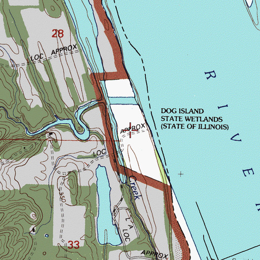 Topographic Map of Dog Island State Wetlands, IL