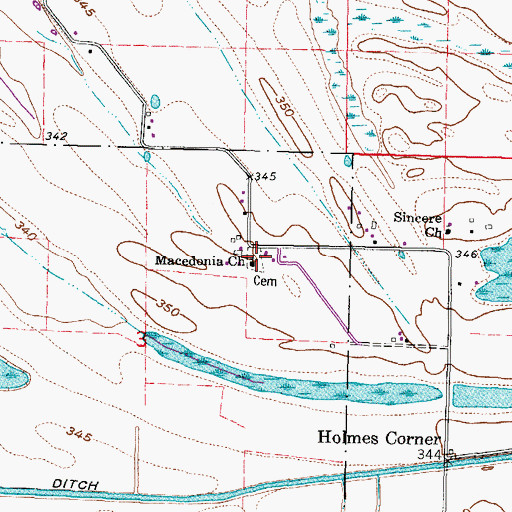 Topographic Map of Macedonia Cemetery, IL