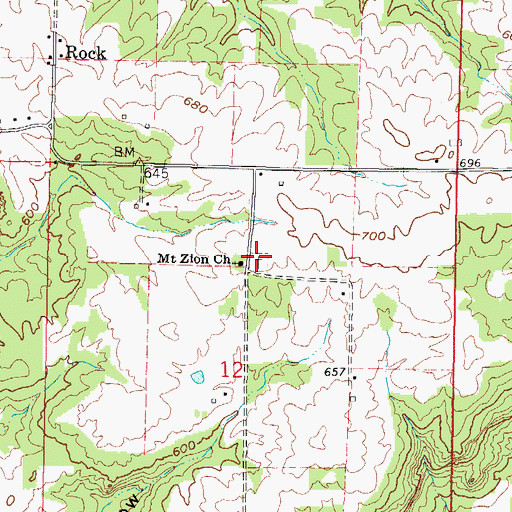 Topographic Map of Mount Zion Cemetery, IL