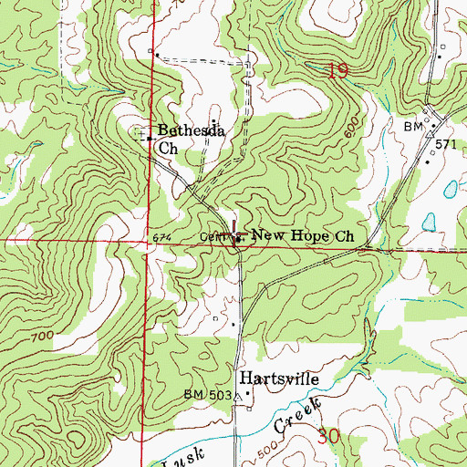 Topographic Map of New Hope Cemetery, IL