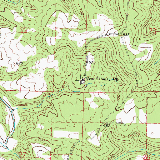 Topographic Map of New Liberty Cemetery, IL