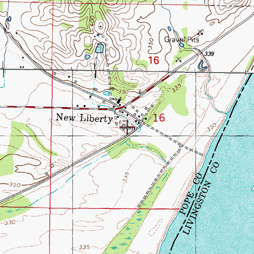 Topographic Map of New Liberty Cemetery, IL
