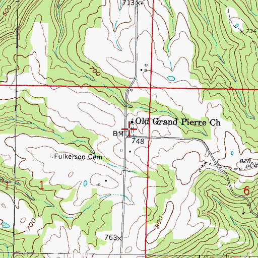 Topographic Map of Old Grandpierre Cemetery, IL