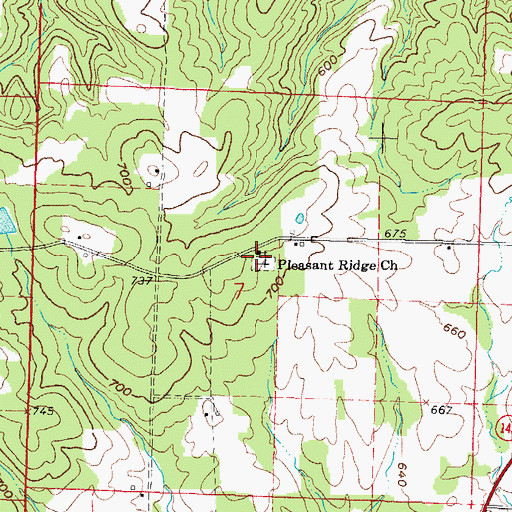 Topographic Map of Pleasant Ridge Cemetery, IL