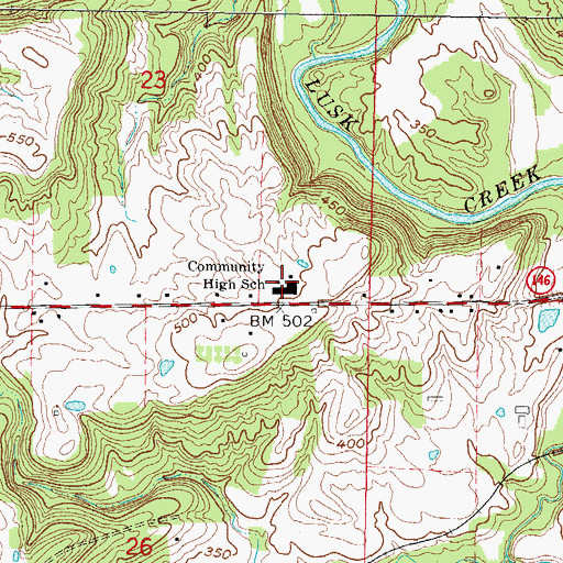 Topographic Map of Pope County High School, IL