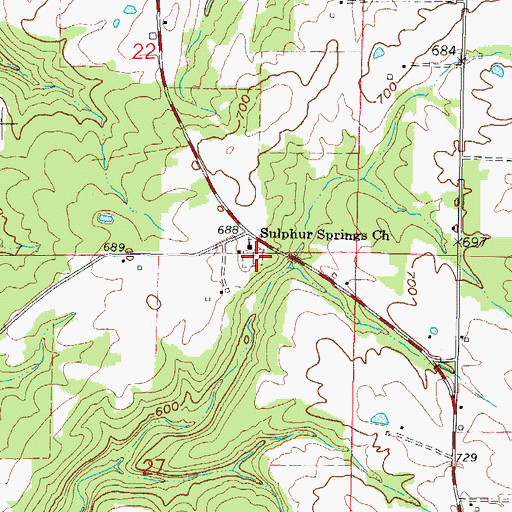 Topographic Map of Sulphur Springs Cemetery, IL