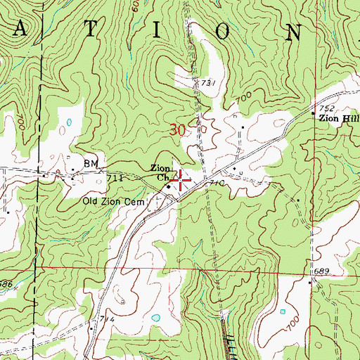 Topographic Map of Zion Cemetery, IL