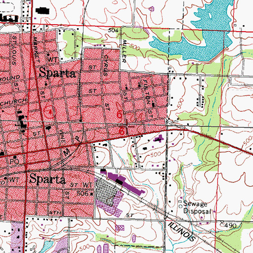 Topographic Map of Church of the Nazarene, IL