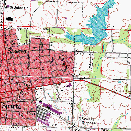 Topographic Map of First Freewill Baptist Church, IL