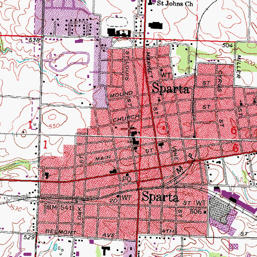 Topographic Map of First Reformed Presbyterian Church, IL