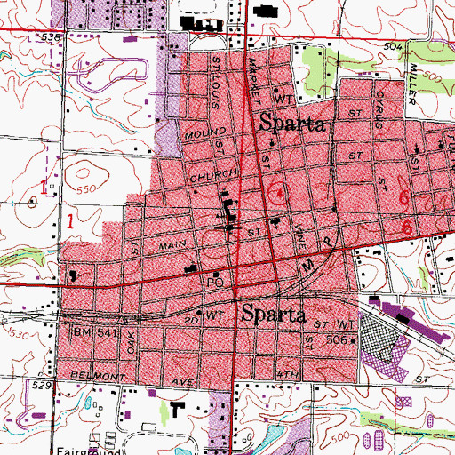 Topographic Map of First United Methodist Church, IL