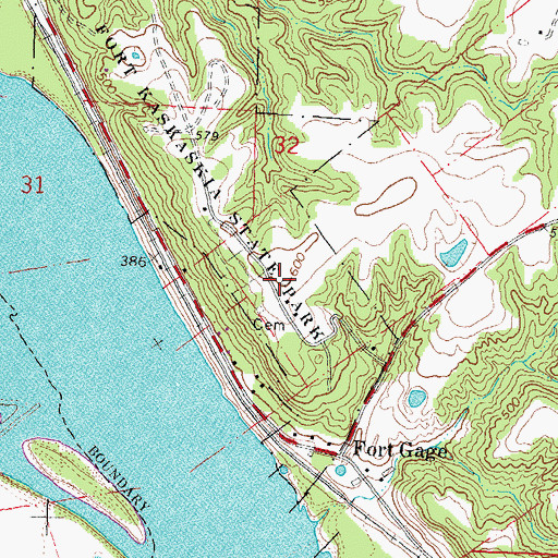 Topographic Map of Fort Kaskaskia (historical), IL
