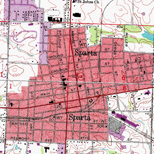 Topographic Map of Gospel Chapel Hall, IL