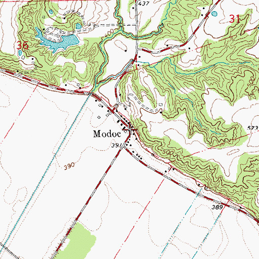 Topographic Map of Modoc Post Office, IL