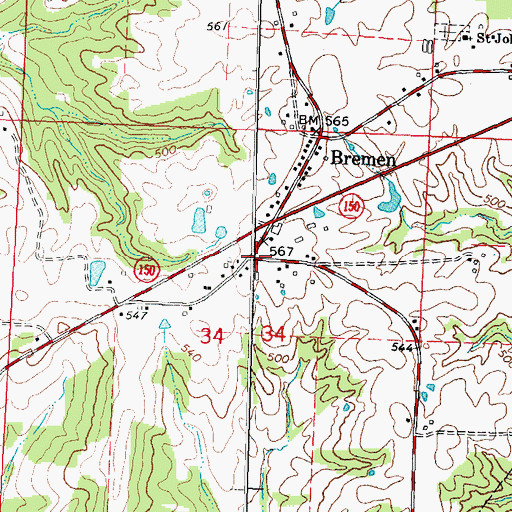 Topographic Map of Randolph, IL